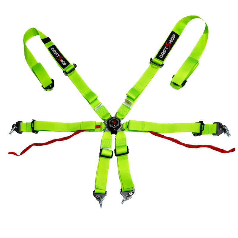 Harnais 6 Points DriftShop - Verts Fluo - FIA 2025
