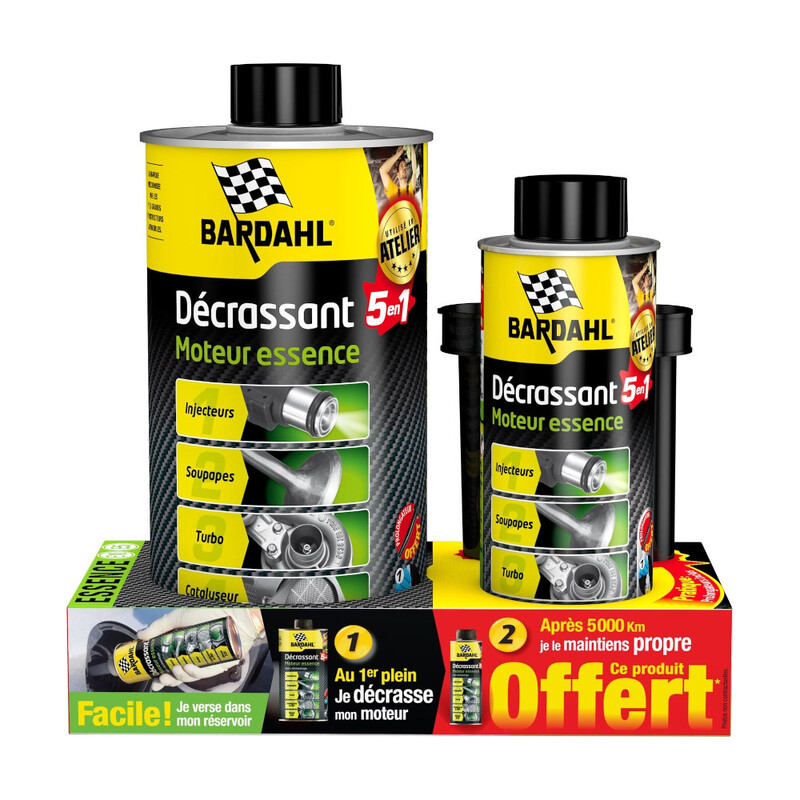 Lot Décrassant 5-en-1 Moteur Essence Bardahl (1L + 300 ml Offert)