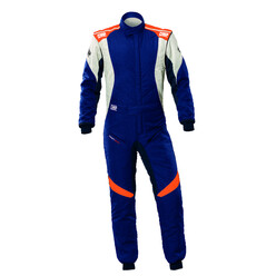 Combinaison OMP First EVO Bleue Marine / Orange (FIA 8856-2018)