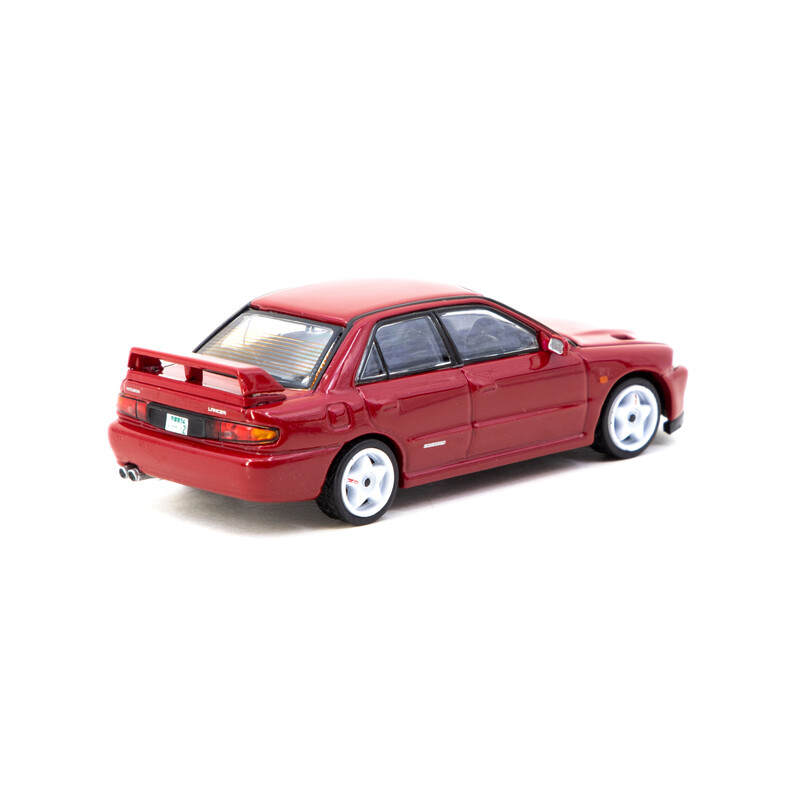 Tarmac Works 1/64 - Mitsubishi Lancer GSR Evolution II | Rouge + Cartes à Collectionner