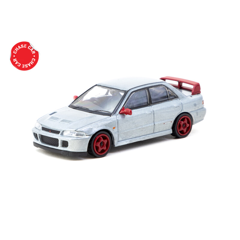 Tarmac Works 1/64 - Mitsubishi Lancer GSR Evolution II | Rouge + Cartes à Collectionner