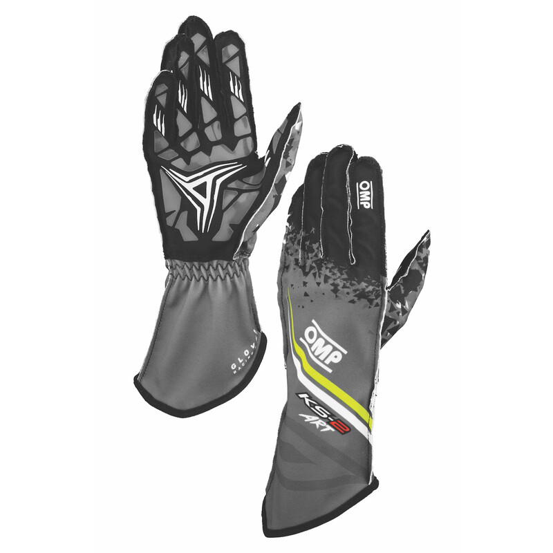 Gants Karting Enfant OMP KS-2 ART Anthracite / Jaunes Fluo