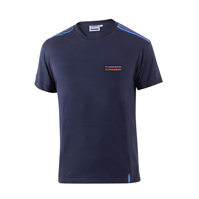 T-Shirt Top Stripes Sparco Martini Racing Bleu Marine