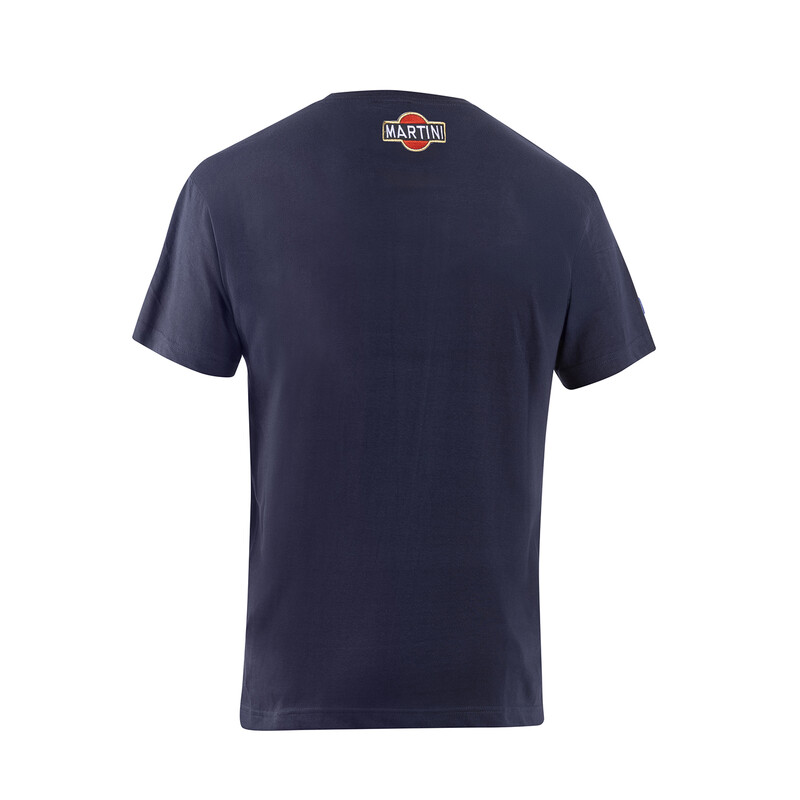 T-Shirt Top Stripes Sparco Martini Racing Bleu Marine