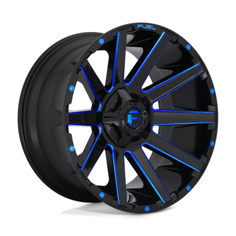 Fuel D644 Contra 20x10" 6x135/139.7 ET-19, Noir Brillant & Bleu