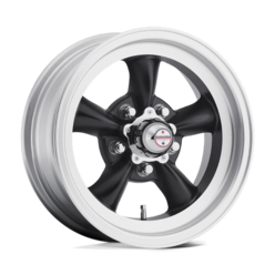 American Racing Vintage VN105 Torq Thrust D 15x8.5" 5x120.65 ET-25, Noir Satiné, Rebord Poli