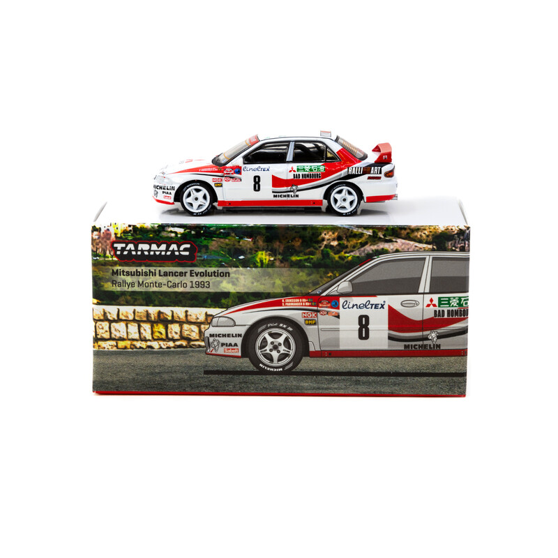 Tarmac Works 1/64 - Mitsubishi Lancer Evolution | Rallye de Monte-Carlo 1993