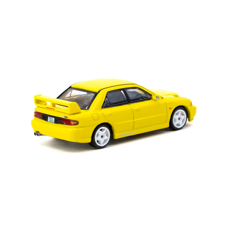 Tarmac Works 1/64 - Mitsubishi Lancer GSR Evolution III | Jaune + Cartes à Collectionner
