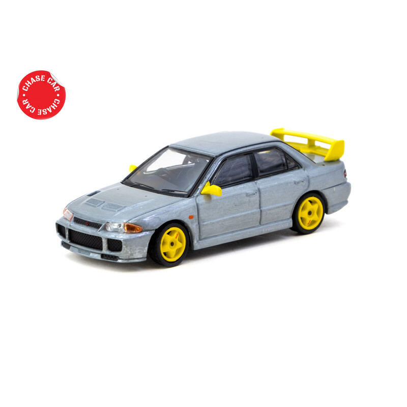 Tarmac Works 1/64 - Mitsubishi Lancer GSR Evolution III | Jaune + Cartes à Collectionner