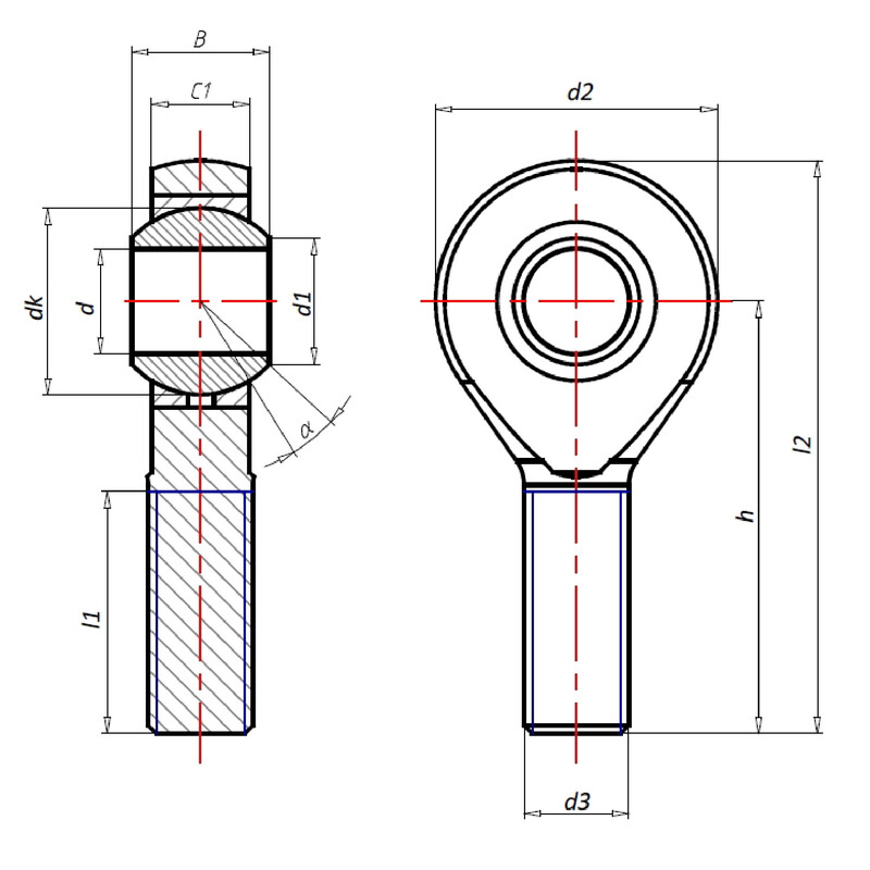 Rotule Askubal Motorsport Série 525, Mâle, Filetage UNF