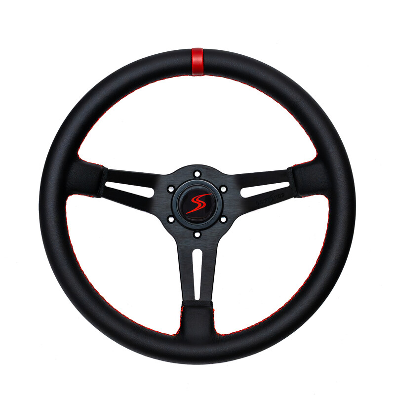 Volant DriftShop Tulipé (70 mm), Cuir Noir, Branches Noires