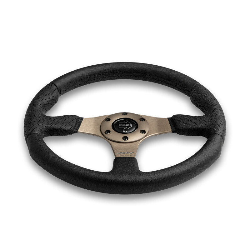 Volant Momo Race 2.0 Tulipé (40 mm), Cuir Noir, Branches Anthracite - 32 cm
