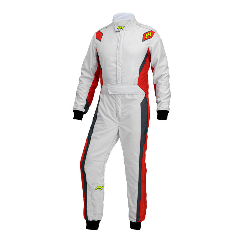 Combinaison P1 Lap.Evo Gris Clair & Rouge (FIA 8856-2018)