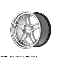 Ström DS-05 18x9.5" 5x114.3 ET15, Gris Argenté, Rebord Poli