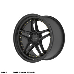 Ström DS-05 18x9" 5x114.3 ET33, Noir Satiné, Rivets Dorés