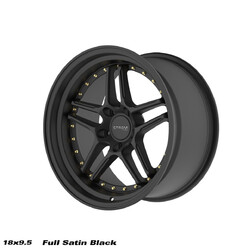 Ström DS-05 18x9.5" 5x114.3 ET15, Noir Satiné, Rivets Dorés
