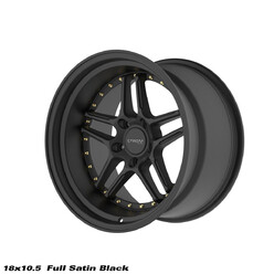 Ström DS-05 18x10.5" 5x114.3 ET10, Noir Satiné, Rivets Dorés