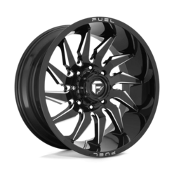 Fuel D744 Saber 22x10" 6x135 ET-18, Noir Brillant, Branches Usinées