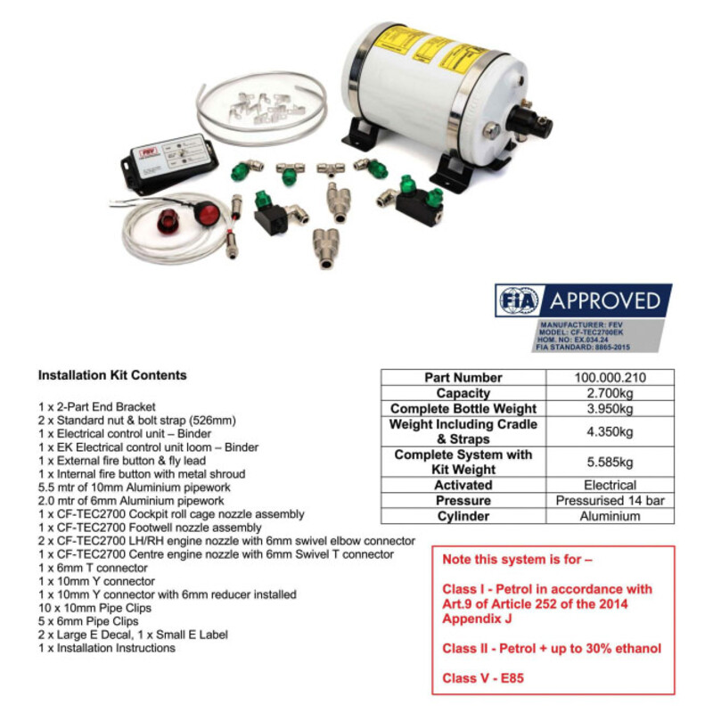 Kit\u0020Extincteur\u0020Automatique\u0020FEV\u0020Coldfire\u0020E85\u00202.7L\u0020\u0028FIA\u0029
