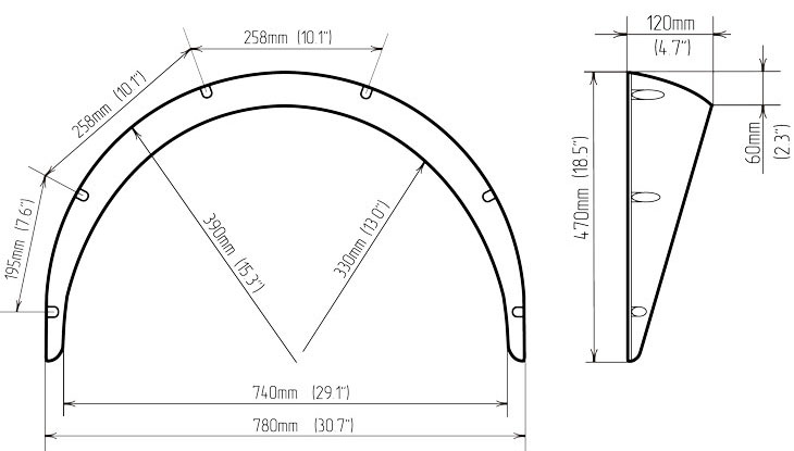 Extensions d'Ailes Classiques - 120 mm (Fender Flares)