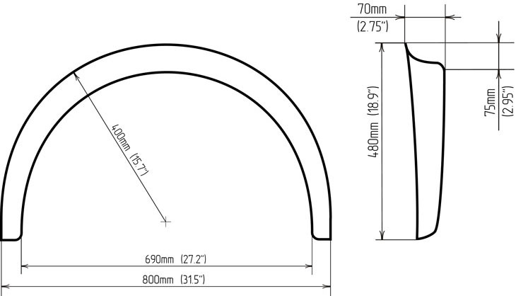 Extensions d'Ailes Légende - 65 mm (Fender Flares)